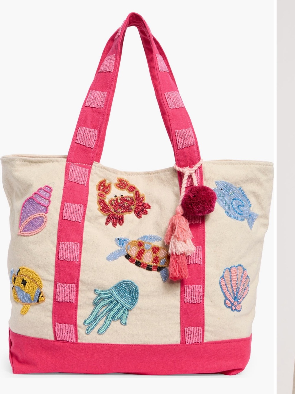 Collection XIIX Embroidered under the Sea Tote - Pink & Cream
